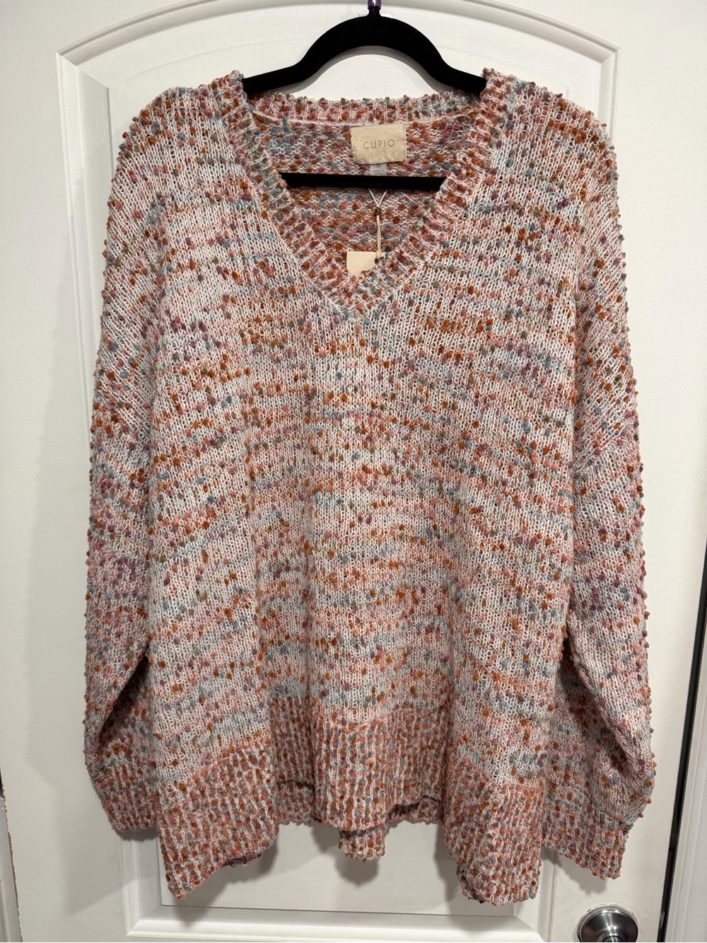 NWT Cupio Multicolor Marled V-Neck Sweater Size 3X - Picture 2 of 8